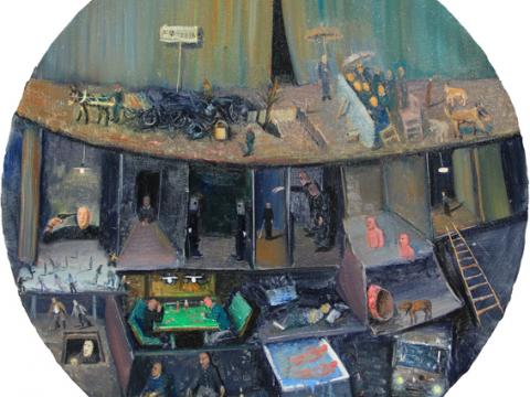 Nong Shaohua, Anonymous Town No. 2, 2016, Oil on canvas, Diameter: 100 cm