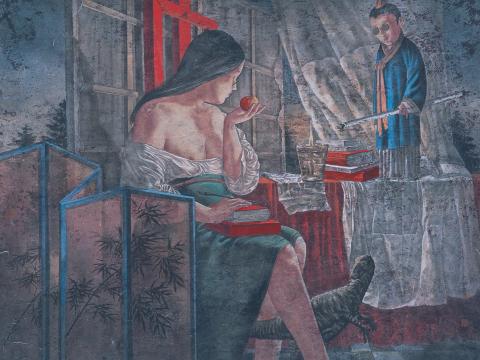 Lv Peng | Good Night Mr La Tour | 2015 | Chinese Colour on paper | 81.5 x 103 cm